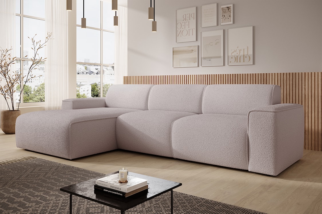 Narożnik Bouvi L-kształtny lewostronny beżowy boucle  - zdjęcie 3