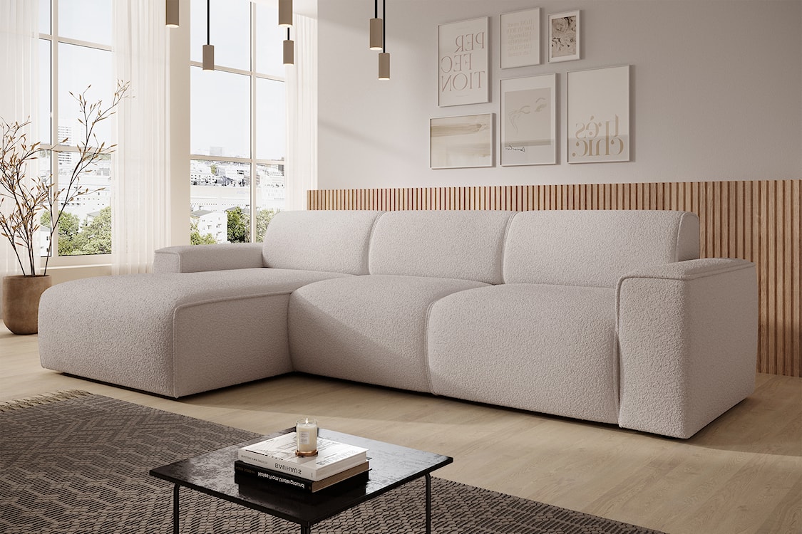 Narożnik Bouvi L-kształtny lewostronny jasnobeżowy boucle  - zdjęcie 3