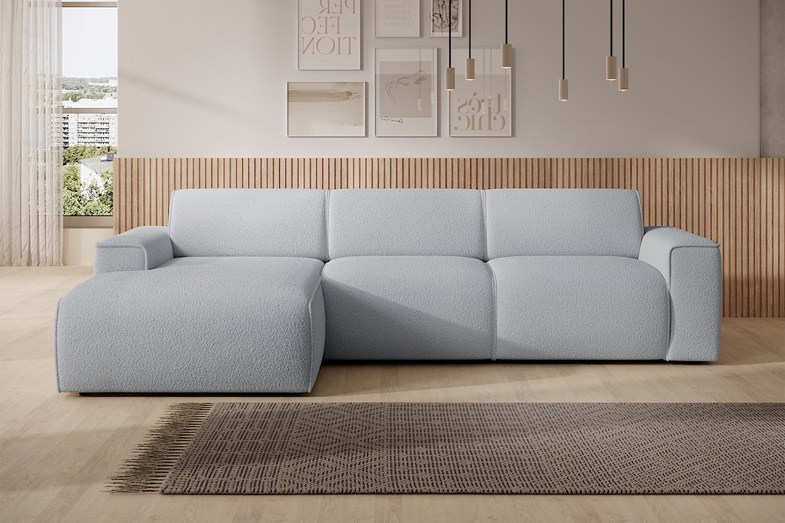 Narożnik Bouvi L-kształtny lewostronny jasnoszary boucle  - zdjęcie 2