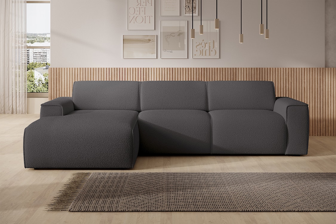 Narożnik Bouvi L-kształtny lewostronny ciemnoszary boucle  - zdjęcie 2