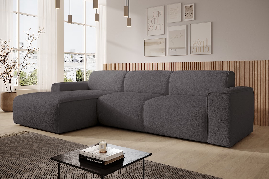 Narożnik Bouvi L-kształtny lewostronny ciemnoszary boucle  - zdjęcie 3