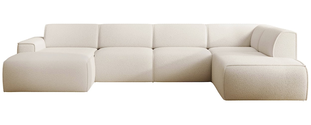 Narożnik Bouvi U-kształtny prawostronny kremowy boucle 