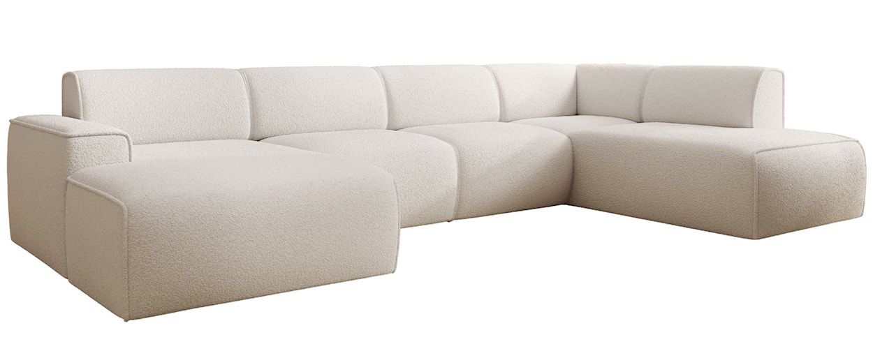 Narożnik Bouvi U-kształtny prawostronny kremowy boucle  - zdjęcie 4