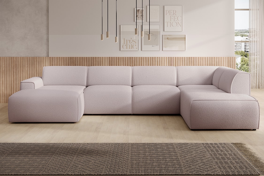 Narożnik Bouvi U-kształtny prawostronny beżowy boucle  - zdjęcie 2