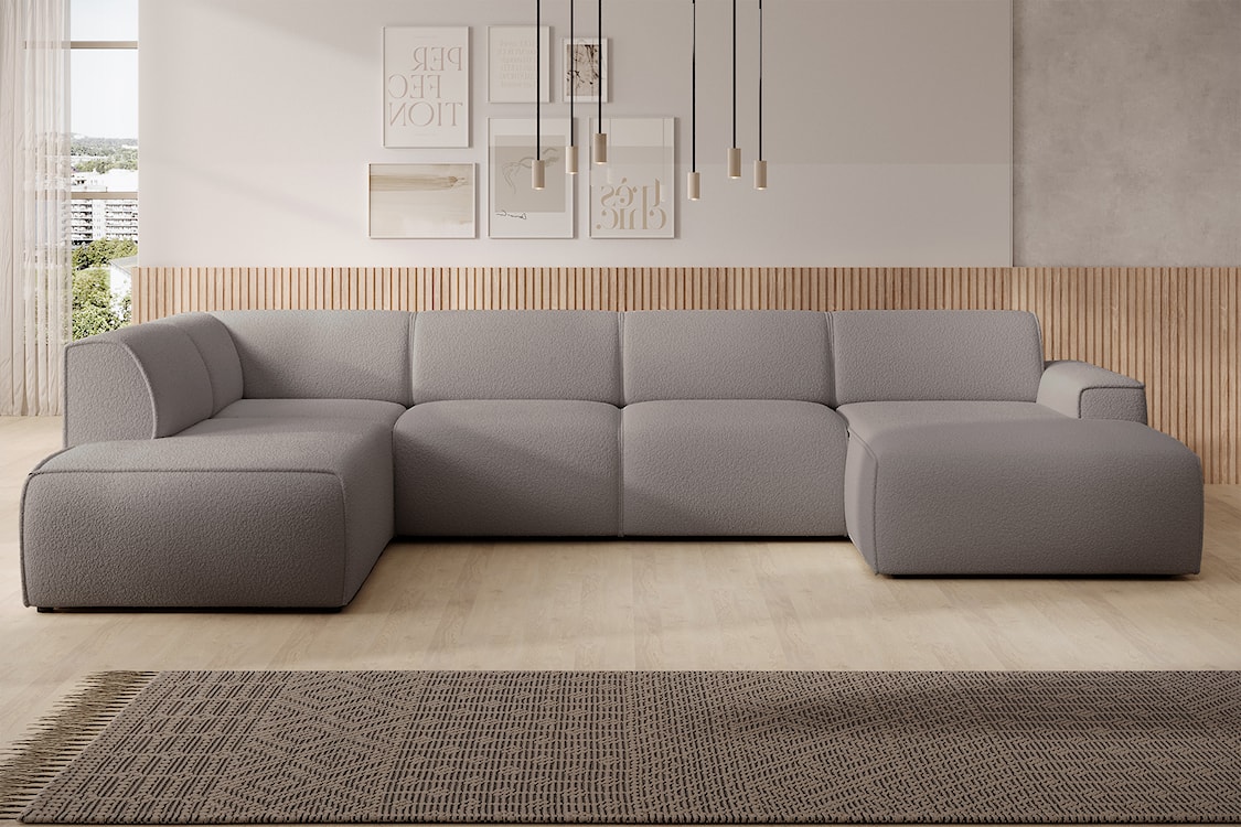 Narożnik Bouvi U-kształtny lewostronny szarobrązowy boucle  - zdjęcie 2