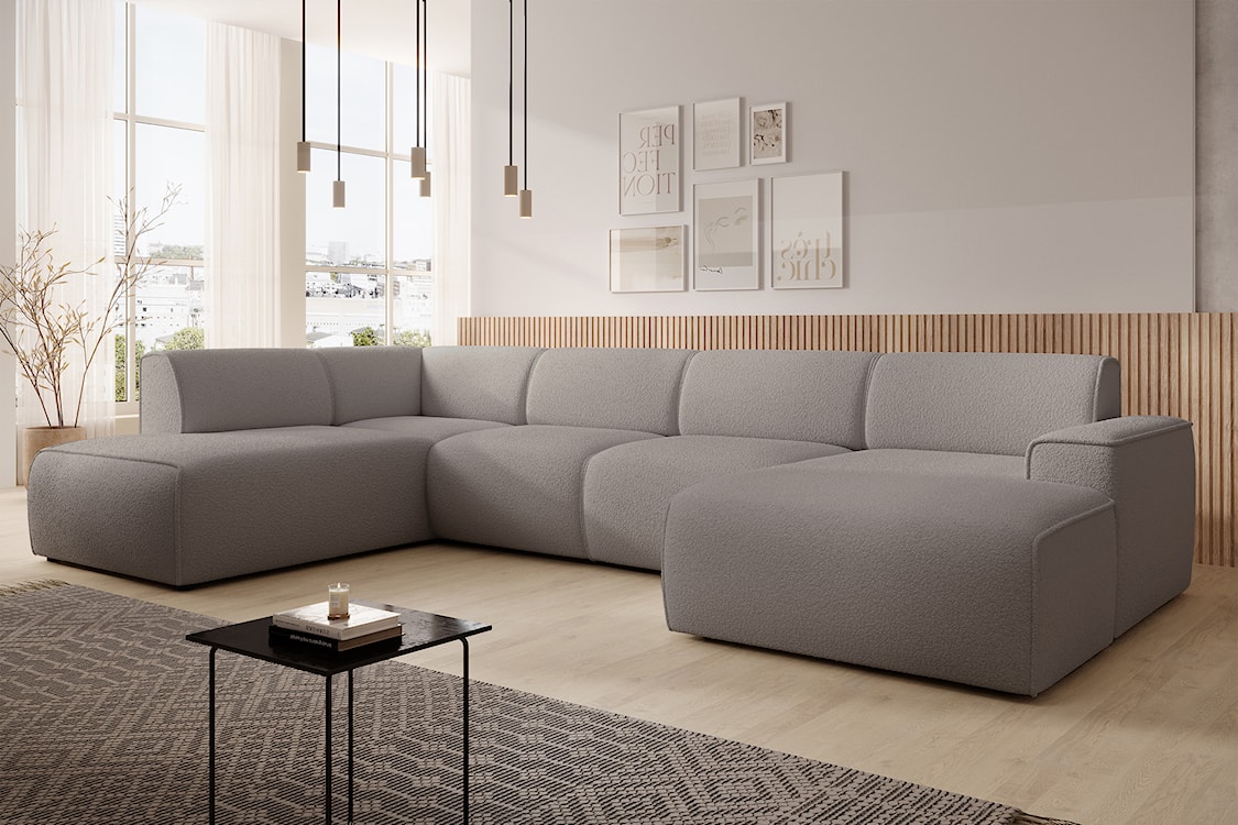 Narożnik Bouvi U-kształtny lewostronny szarobrązowy boucle  - zdjęcie 3