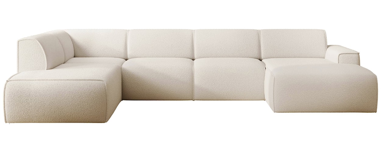 Narożnik Bouvi U-kształtny lewostronny kremowy boucle 