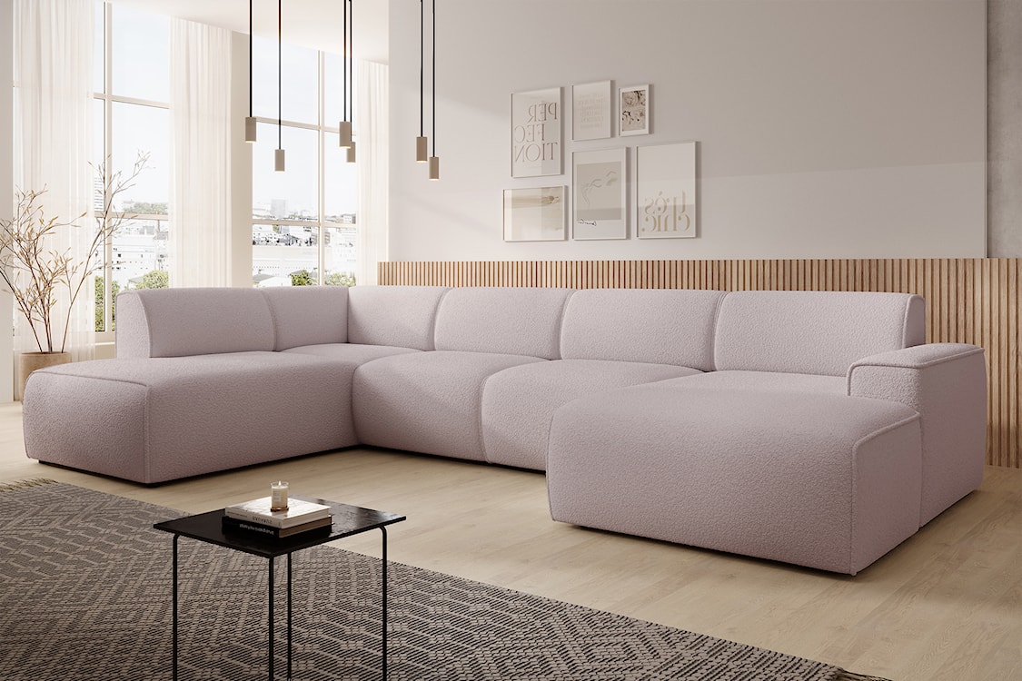 Narożnik Bouvi U-kształtny lewostronny beżowy boucle  - zdjęcie 3