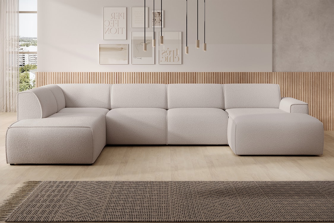 Narożnik Bouvi U-kształtny lewostronny jasnobeżowy boucle  - zdjęcie 2