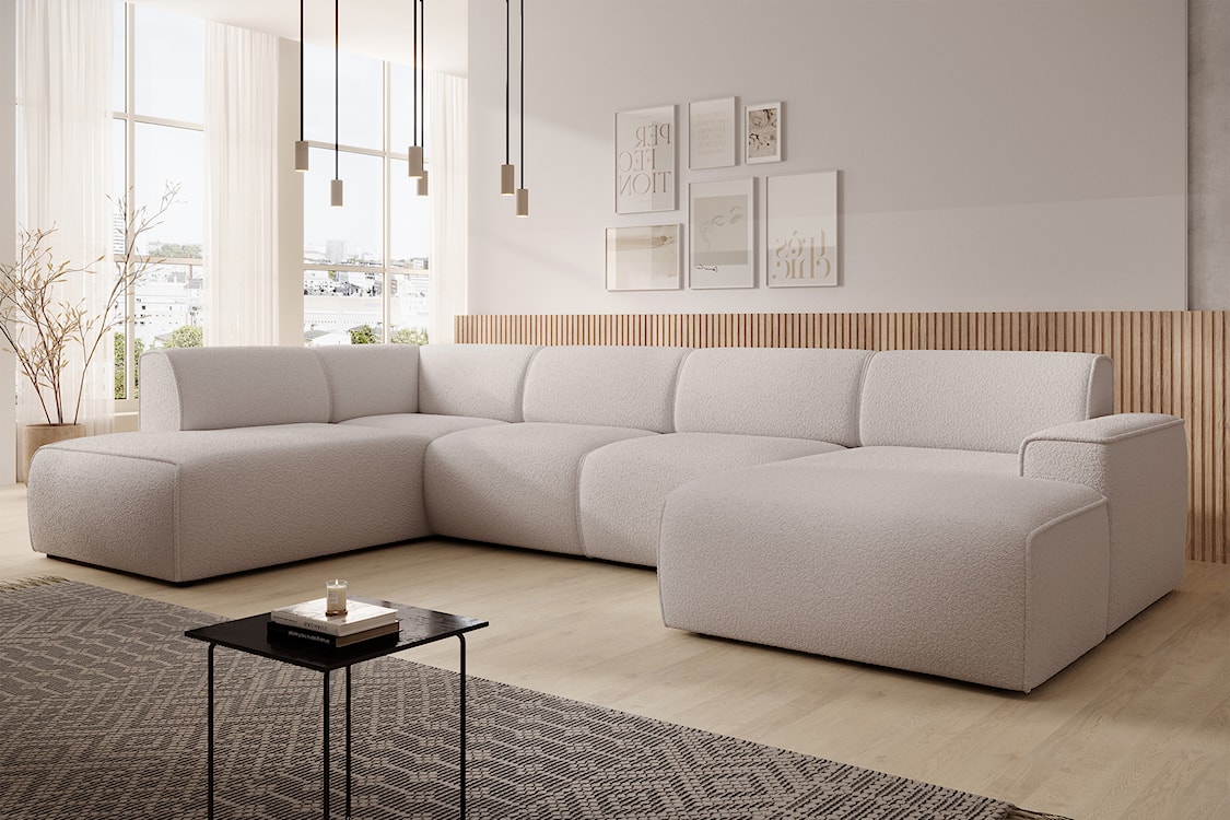 Narożnik Bouvi U-kształtny lewostronny jasnobeżowy boucle  - zdjęcie 3