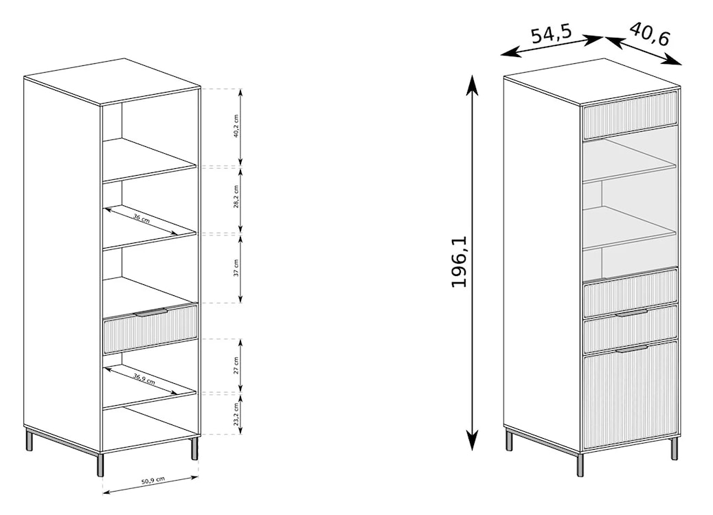 Witryna jednodrzwiowa Passimo 54cm szarobeżowa  - zdjęcie 2