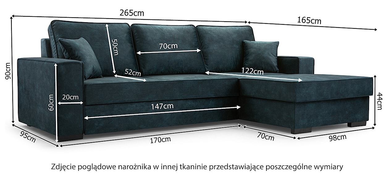 Narożnik z funkcją spania Pazzano L-kształtny z pojemnikiem musztardowy welur hydrofobowy prawostronny  - zdjęcie 10