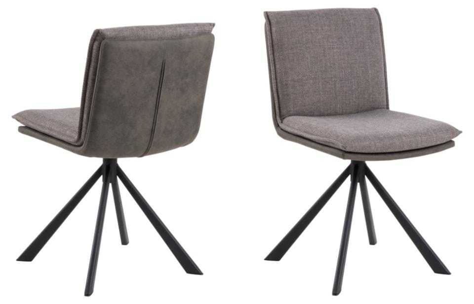 Krzesło do jadalni Pervel tapicerowane brązowo-szare obrotowe  - zdjęcie 2