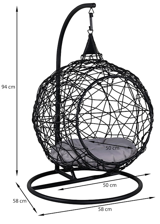 Fotel wiszący dla zwierząt domowych Pawzen stalowa rama czarny  - zdjęcie 3