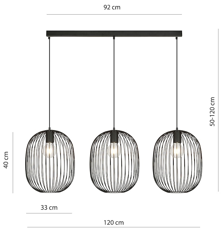 Lampa wisząca Pintows czarna x3  - zdjęcie 8