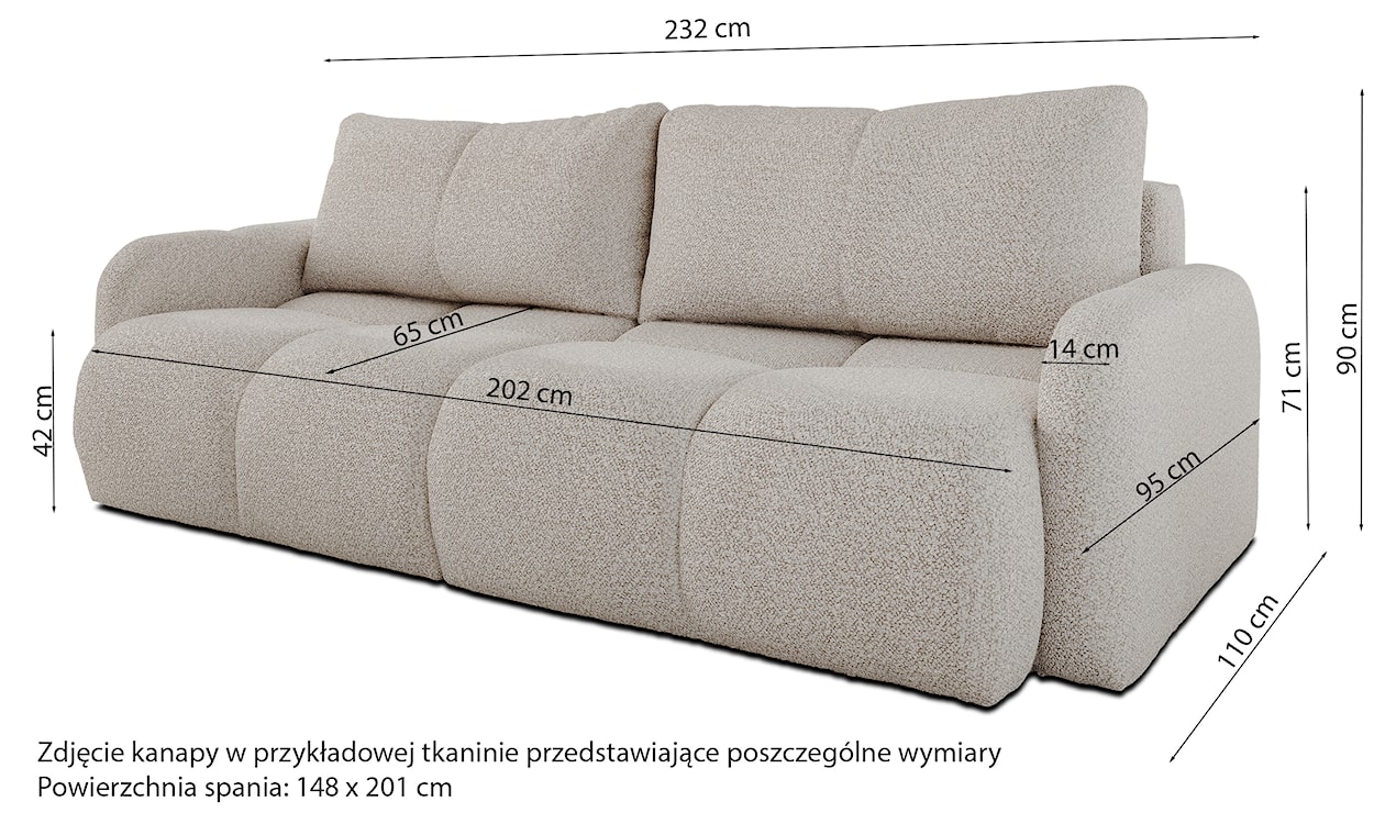 Kanapa rozkładana do narożnika Potto z pojemnikami grafitowa boucle  - zdjęcie 8