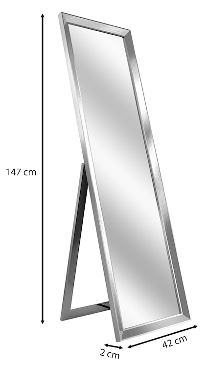 Lustro stojące Piralls 147x42 cm w srebrnej ramie  - zdjęcie 6