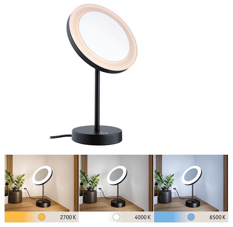 Lusterko kosmetyczne Masua LED stojące czarne  - zdjęcie 3