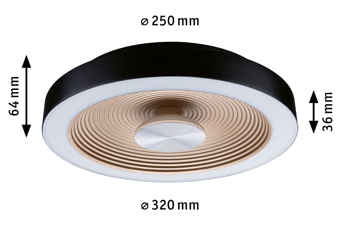 Plafon Volea LED 32 cm czarno-złoty  - zdjęcie 7