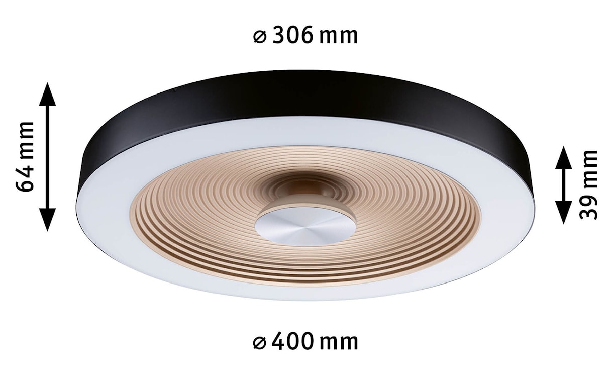 Plafon Volea LED 40 cm czarno-złoty  - zdjęcie 8