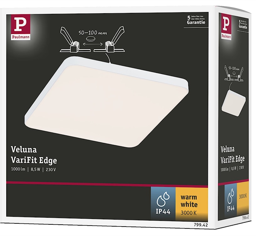 Lampa podtynkowa bezramkowa Veluna LED 12x12 cm 3000K biała  - zdjęcie 9