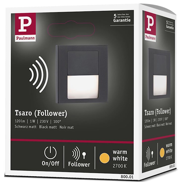 Lampa przyschodowa Tsaro LED czarny mat  - zdjęcie 12