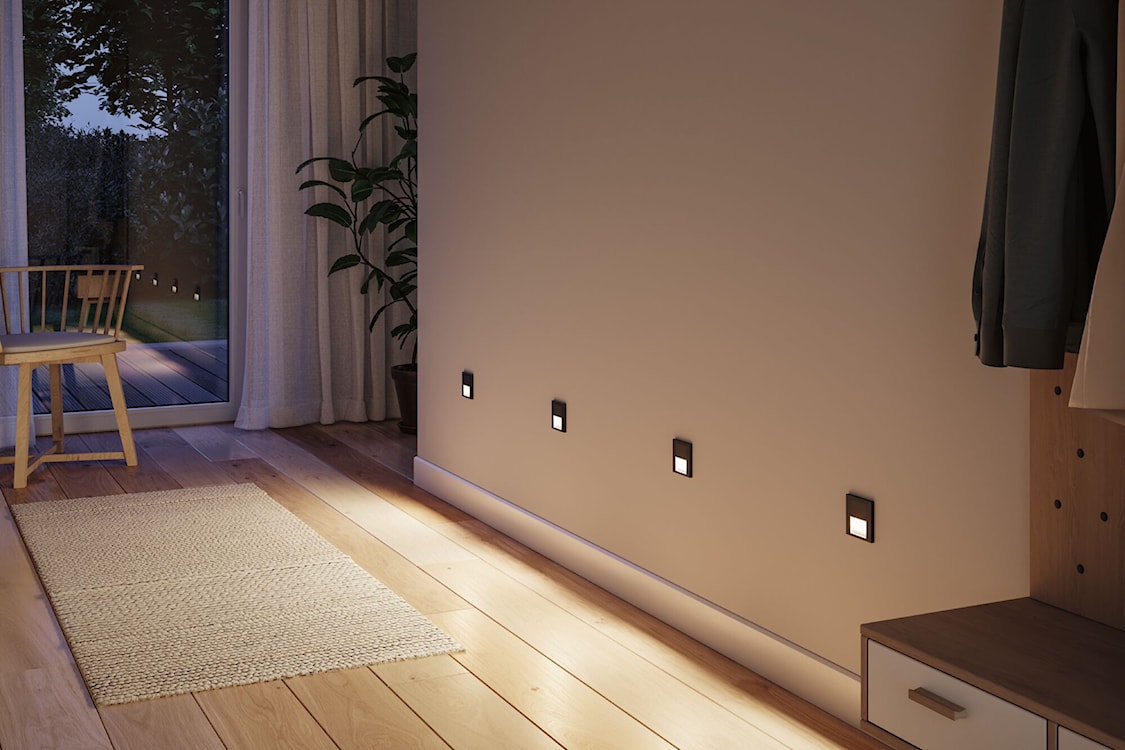 Lampa przyschodowa Tsaro LED z czujnikiem ruchu i zmierzchu czarny mat  - zdjęcie 2