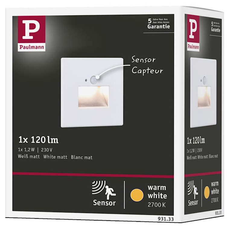 Lampa przyschodowa Edge LED z czujnikiem ruchu i zmierzchu biała  - zdjęcie 8