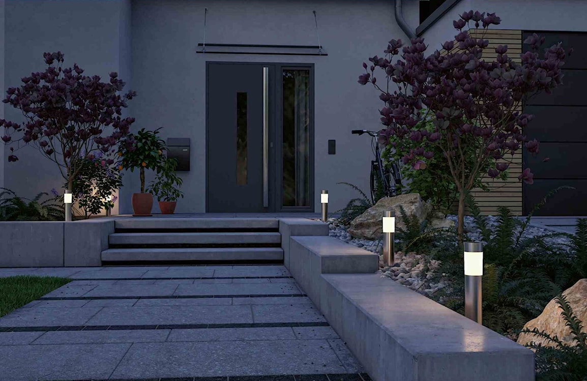 Lampa ogrodowa solarna Layra LED z czujnikiem zmierzchu srebrna  - zdjęcie 2