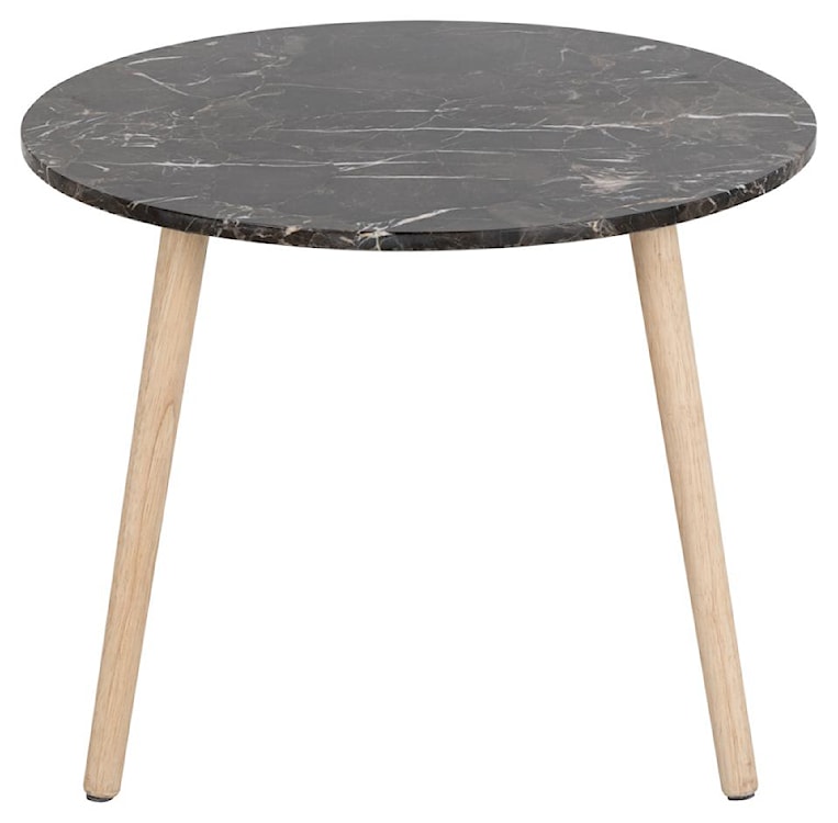 Stolik kawowy Hoppler brązowy marmur 60 cm na drewnianych nóżkach  - zdjęcie 2