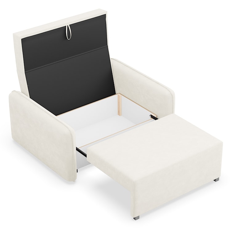 Kanapa rozkładana dwuosobowa Duelia z pojemnikiem kremowa szenil hydrofobowy  - zdjęcie 6