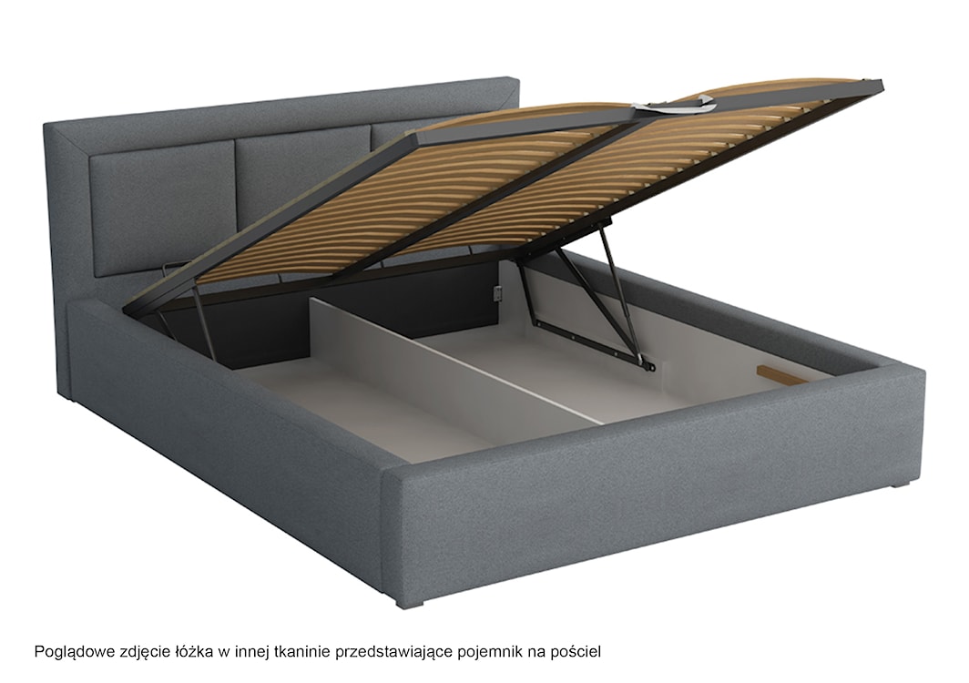 Łóżko tapicerowane 200x200 cm Ligma z pojemnikiem ciemnoszare velvet hydrofobowe  - zdjęcie 3