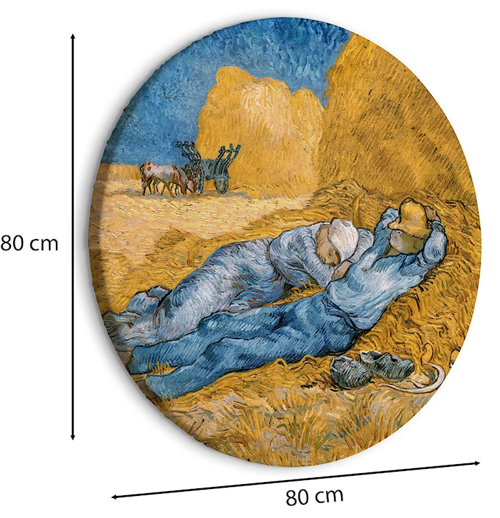 Obraz okrągły Południe – Odpoczynek od pracy Vincent Van Gogh średnica 80 cm  - zdjęcie 2