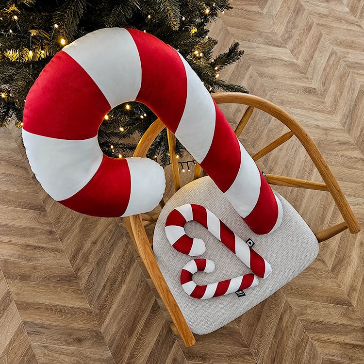 Poduszka XMAS 24 cm czerwona laska cukrowa  - zdjęcie 5
