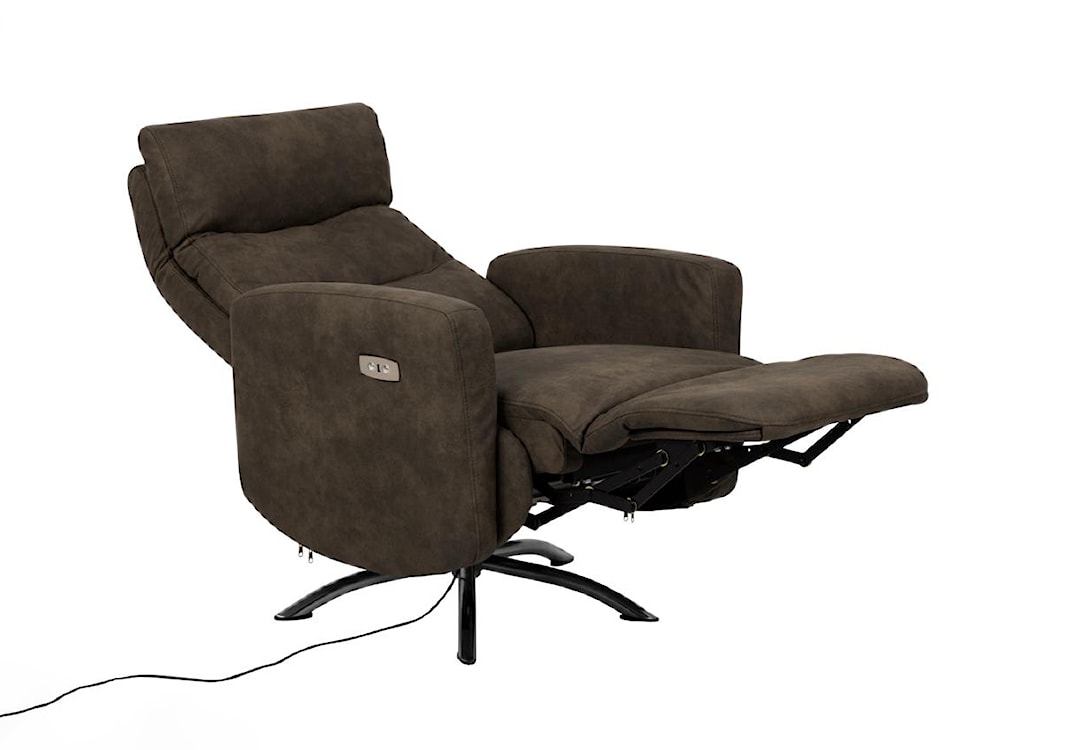 Fotel obrotowy Premizes brązowy z elektrycznym odchyleniem z czarną podstawą  - zdjęcie 3
