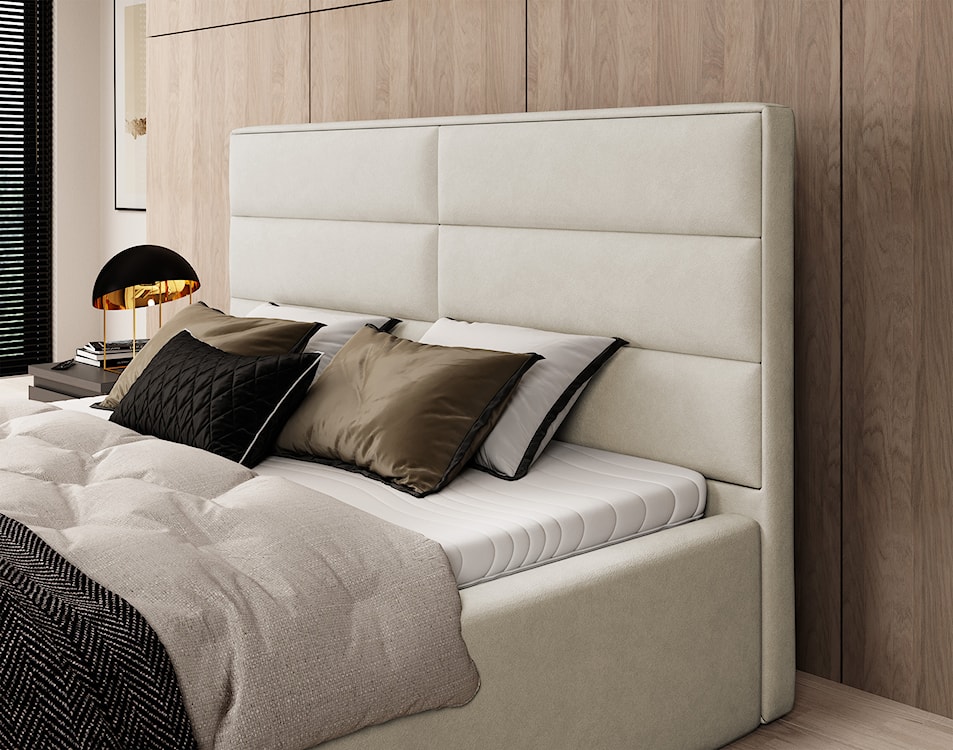 Łóżko tapicerowane 140x200 cm Valdamone hydrofobowe jasnobeżowe  - zdjęcie 3