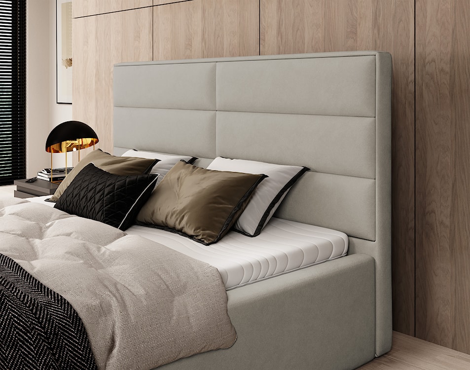Łóżko tapicerowane 160x200 cm Valdamone hydrofobowe szarobeżowe  - zdjęcie 3