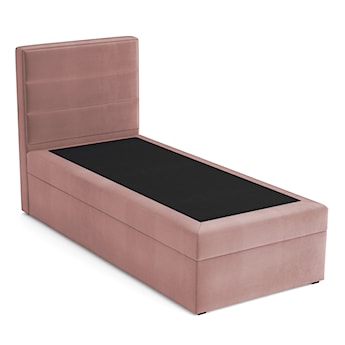 Łóżko kontynentalne 90x200 cm Valdamone z pojemnikiem różowe welur hydrofobowy prawostronne