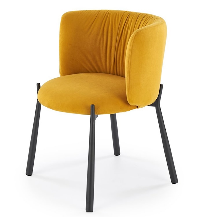 Krzesło tapicerowane Yankli żółty velvet na czarnej podstawie