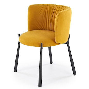 Krzesło tapicerowane Yankli żółty velvet na czarnej podstawie