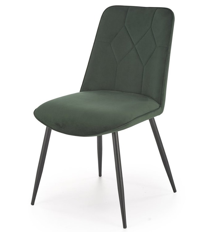 Krzesło tapicerowane Chizess zielony velvet na czarnej podstawie  - zdjęcie 2