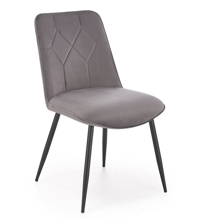 Krzesło tapicerowane Chizess szary velvet na czarnej podstawie 