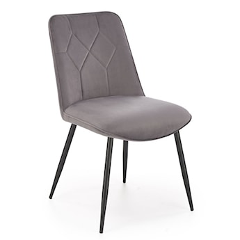 Krzesło tapicerowane Chizess szary velvet na czarnej podstawie