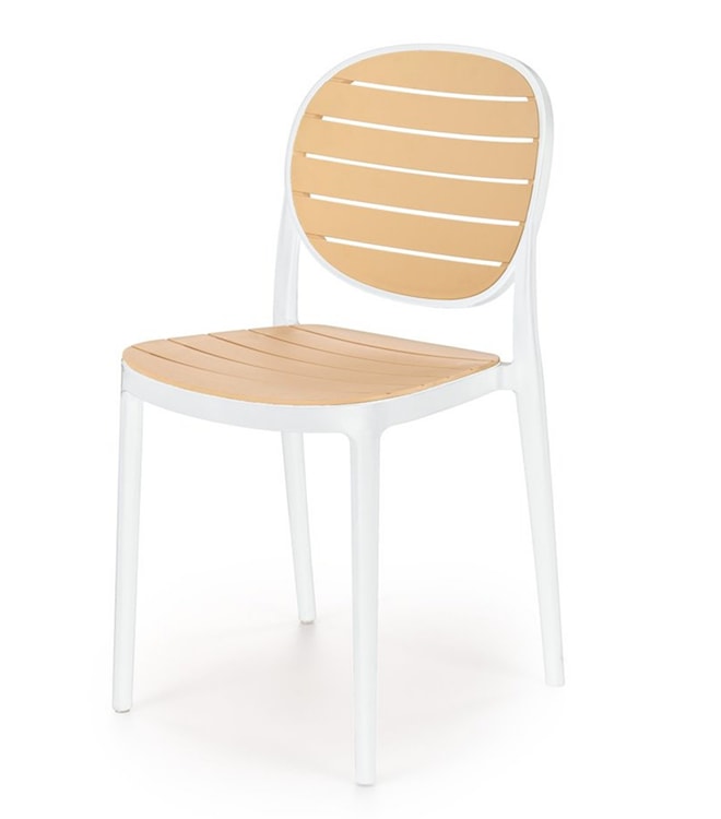 Krzesło z tworzywa sztucznego Glanize biało-beżowe