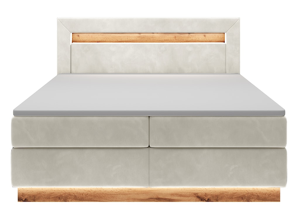 Łóżko kontynentalne Promie 160x200 cm z topperem kremowy welur  - zdjęcie 3