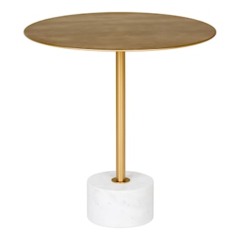 Okrągły stolik kawowy Prossan 51 cm metalowy w kolorze mosiądzu
