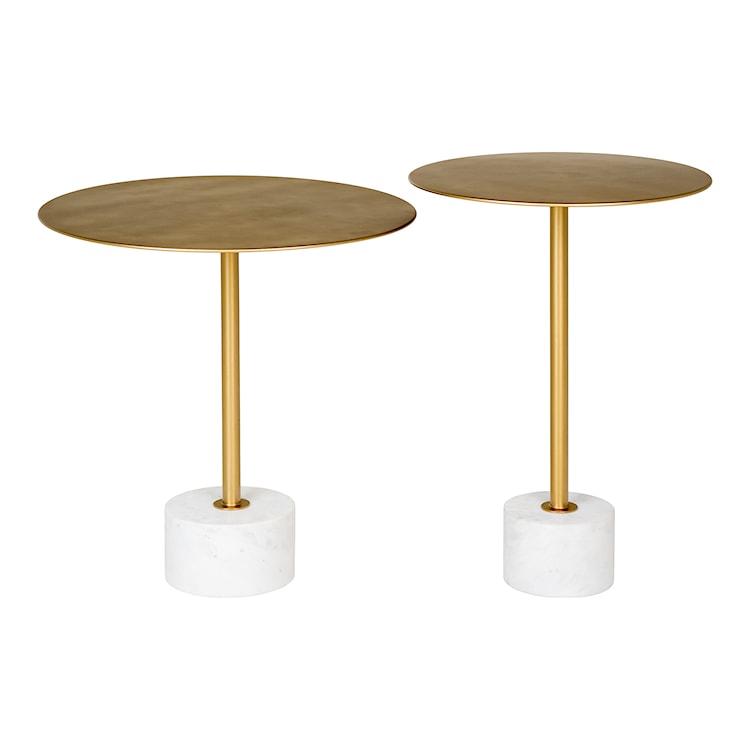 Okrągły stolik kawowy Prossan 51 cm metalowy w kolorze mosiądzu  - zdjęcie 4