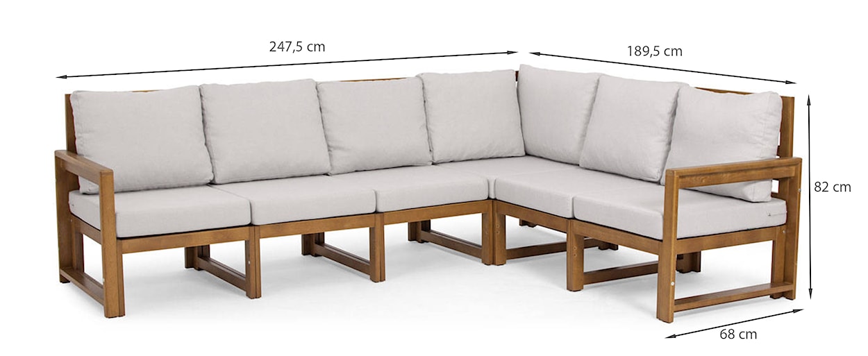 Zestaw mebli ogrodowych Ritalous z narożnikiem sześcioosobowym i stolikami kawowymi drewniany brązowy/jasnoszary  - zdjęcie 5