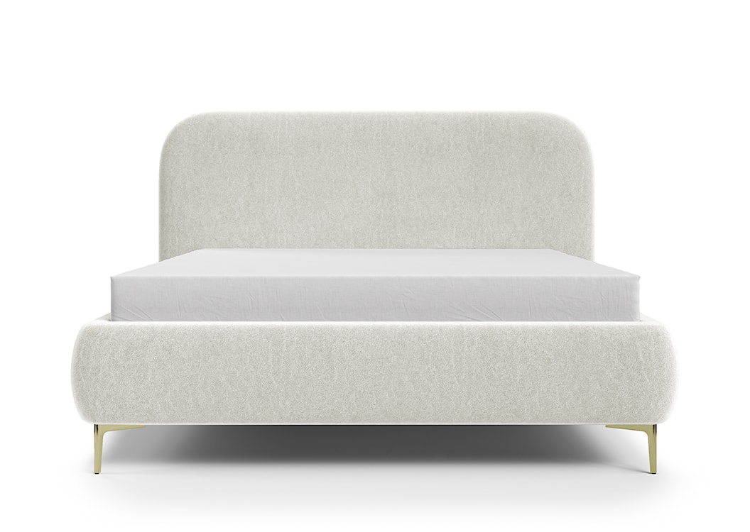 Łóżko tapicerowane 180x200 cm Monno rama metalowa jasnobeżowe łatwoczyszczący welur nogi złote  - zdjęcie 5