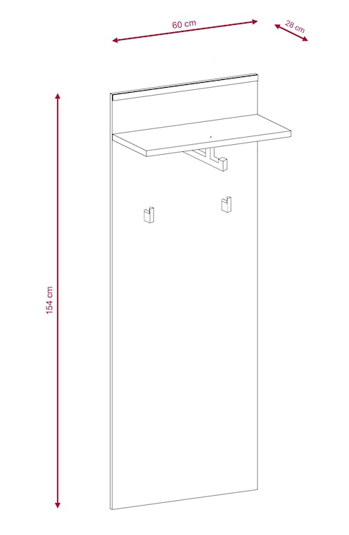 Wieszak ścienny Ramires z półką 60 cm Dąb sonoma  - zdjęcie 5